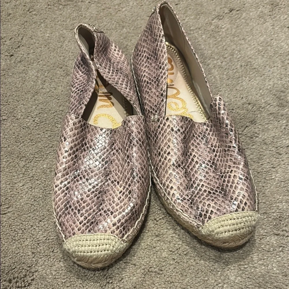 Sam Edelman Gray and pink hued kesia Espadrille Slip-Ons with Snakeskin Pattern
